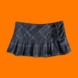 00's vintage gray plaid pleated y2k micro mini skirt SMALL Charlotte Russe
